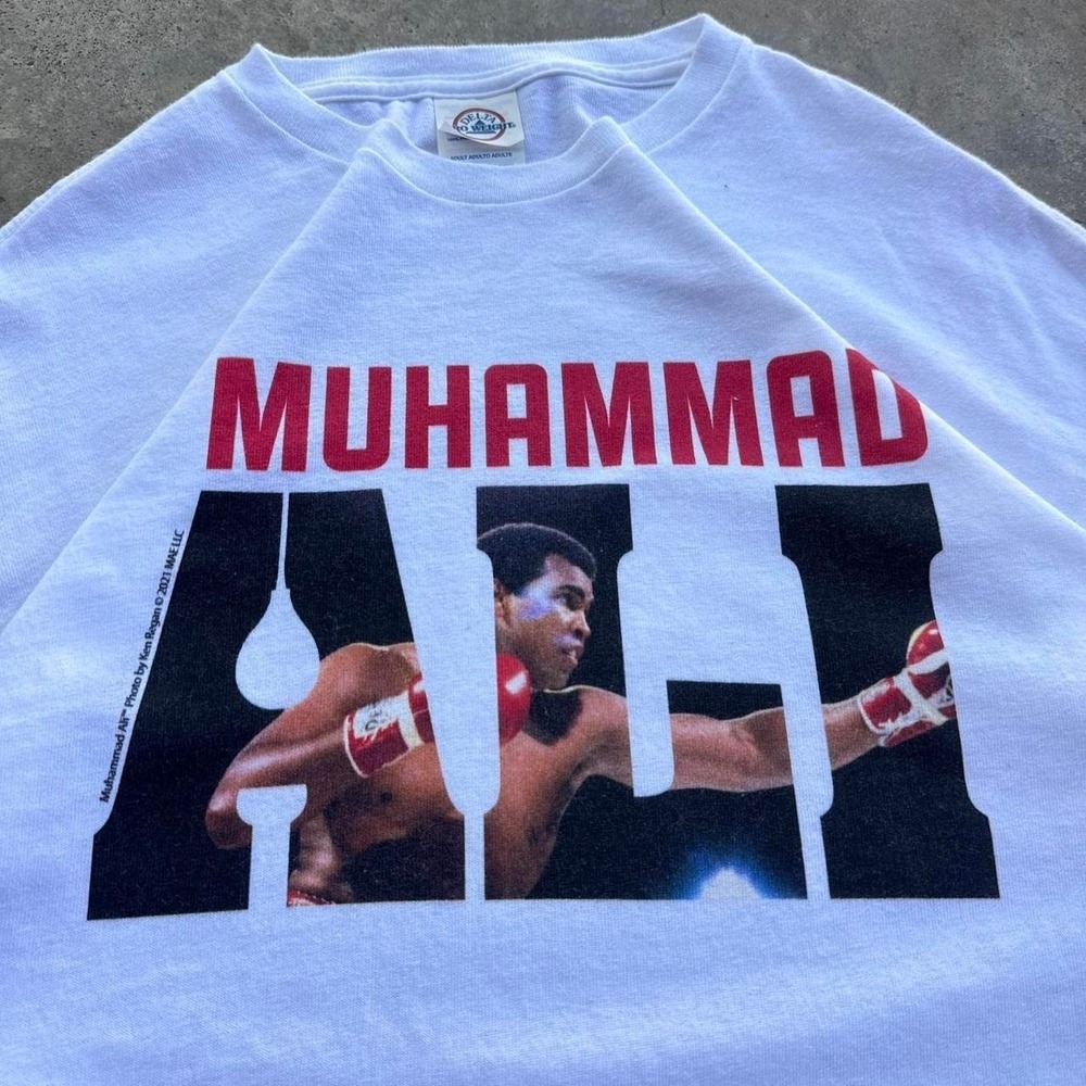 Vintage 2000s Muhammad Ali Boxing Graphic Tee White Large 100% Cotton (d9)